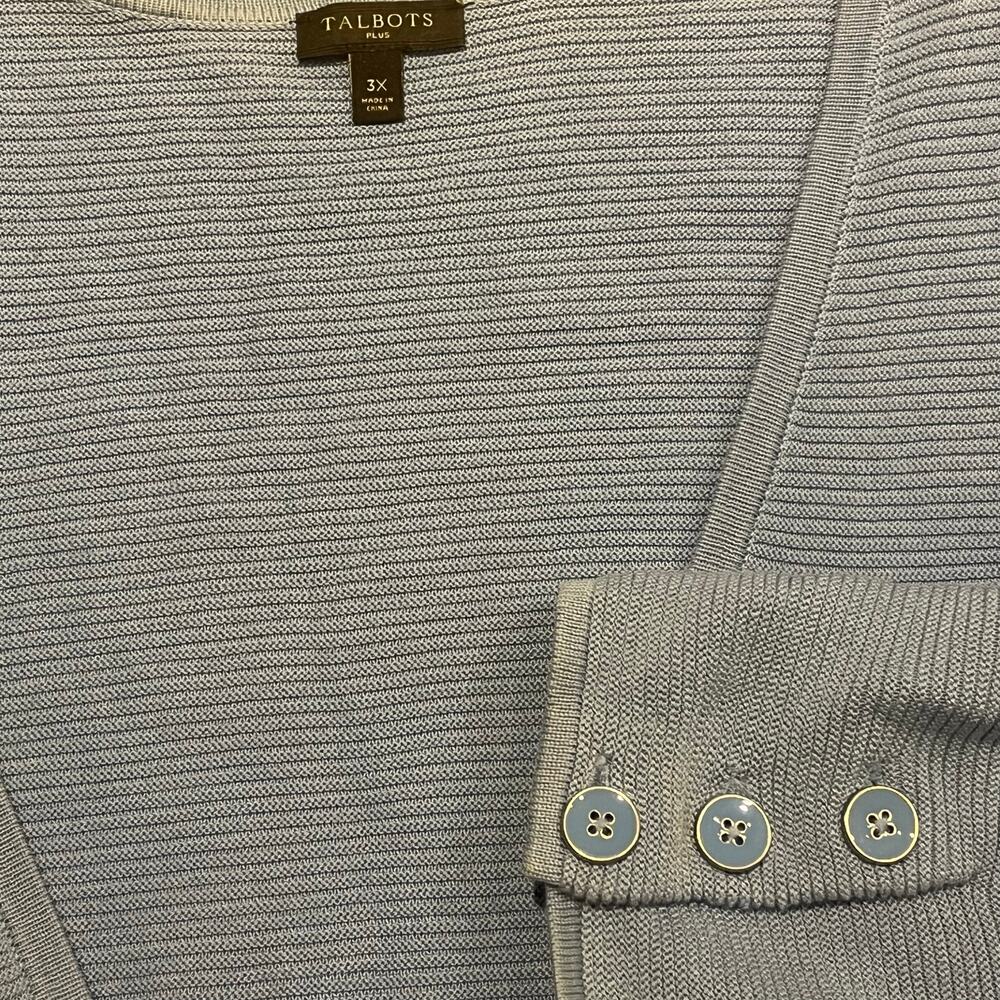 Talbots Plus 3xl‎ Cardigan Long Baby Blue Sky Blue Long Sleeve Open Front